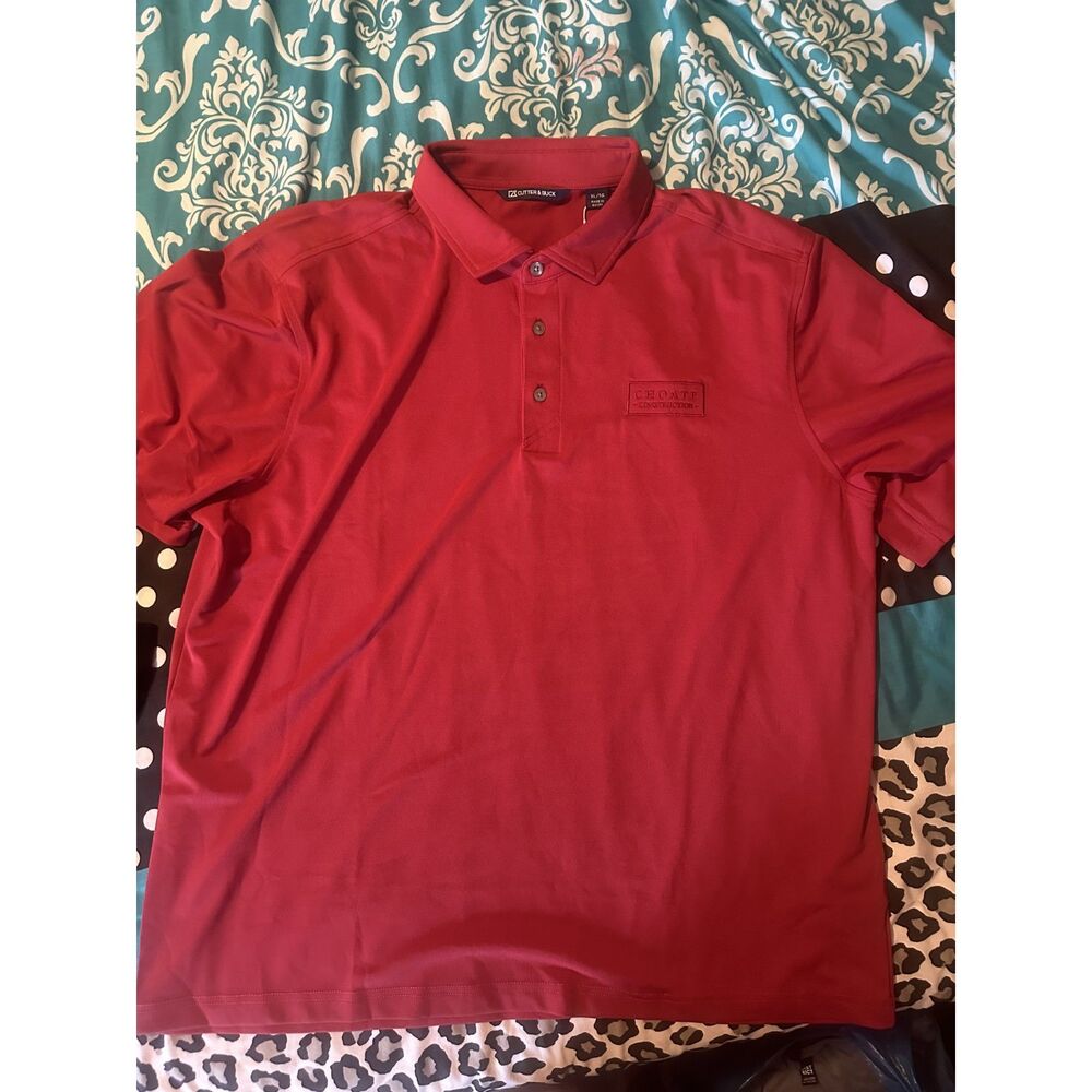 Cutter & Buck Men's Red Forge Stretch Polo Shirt Choate Construction Logo Large